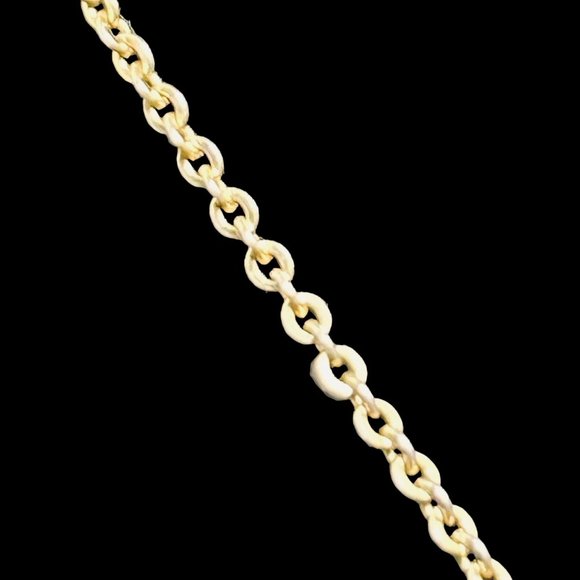 Emmons Gold Tone Cable Chain Necklace With Brown Cabochon Pendant (4598) - Picture 5 of 7